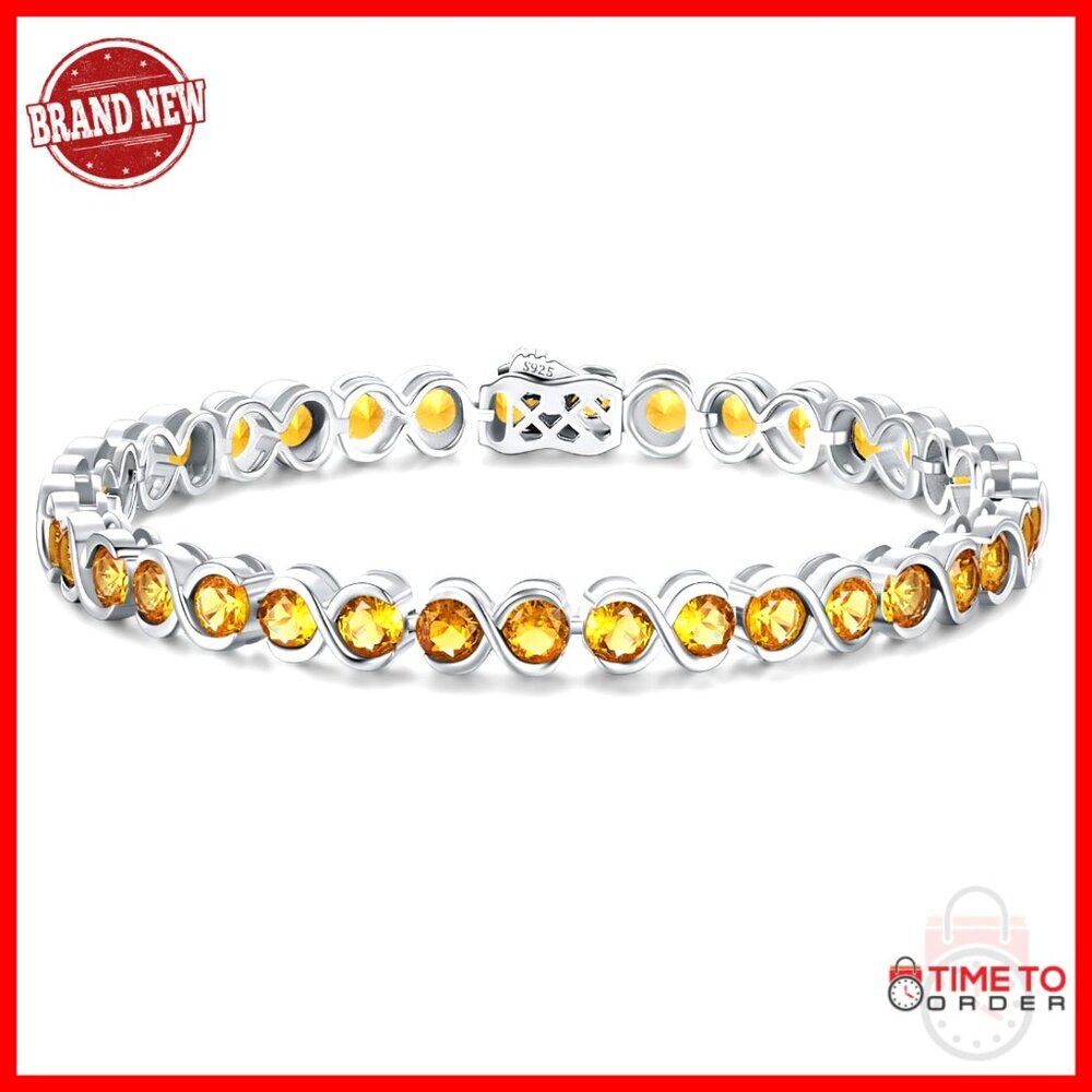 7 Inch Sterling Silver Infinity Tennis Bracelet Birthstone Jewelry Gift
